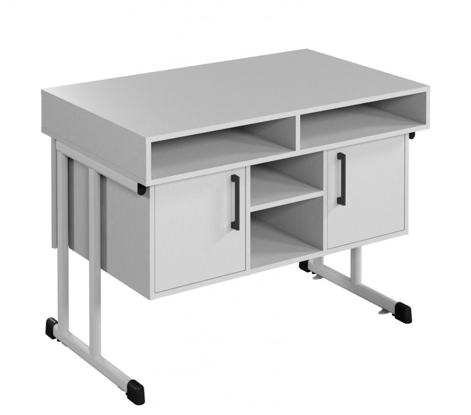 Стіл демонстраційний для предметних кабінетів, з пластиковим покриттям HPL, на плоскоовальній трубі, АЛМАНТ, 1200х750х900 мм.